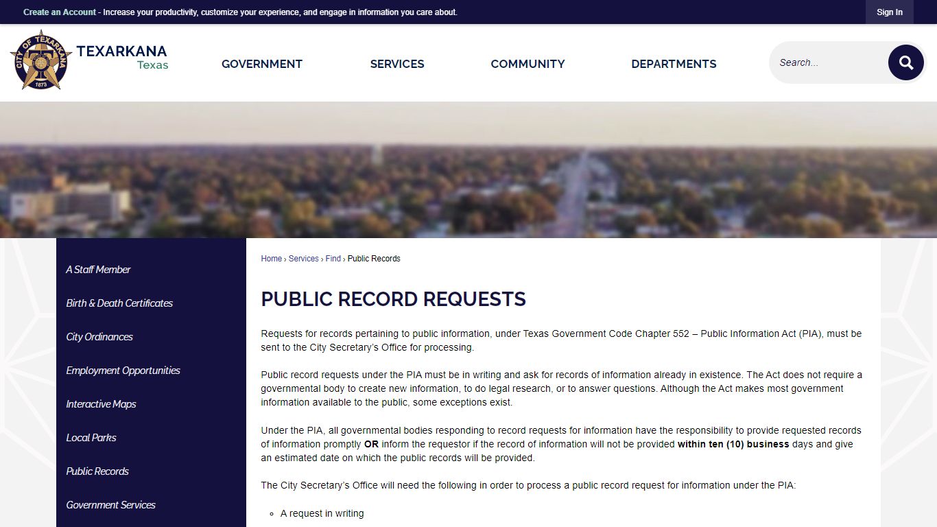 Public record requests | Texarkana, TX - Official Website