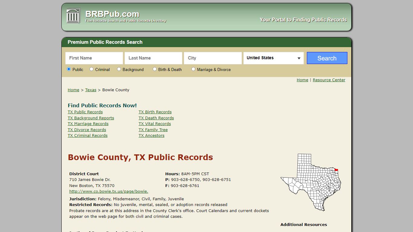 Bowie County Public Records | Search Texas Government Databases - BRB Pub